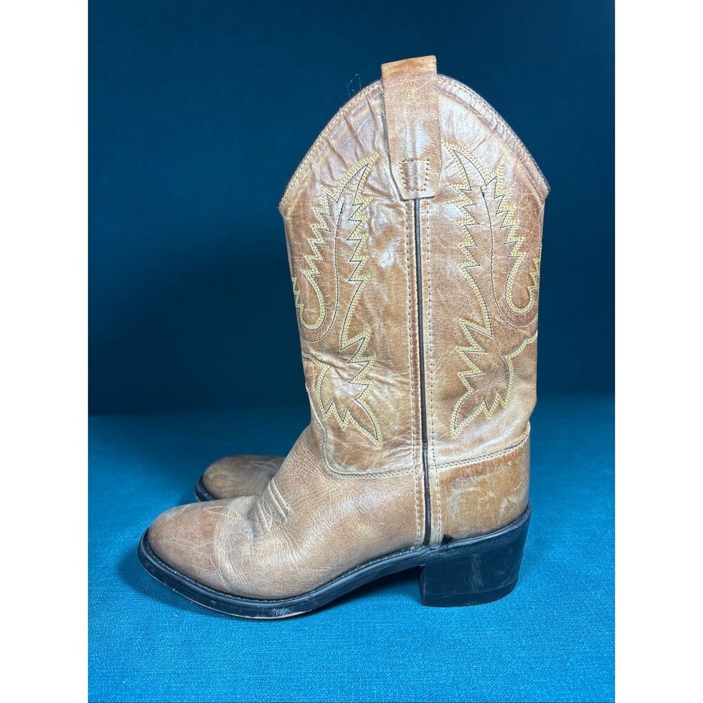 Old West CCY1129G Cowboy Boots Youth Size 4D Brown Leather Western Boots